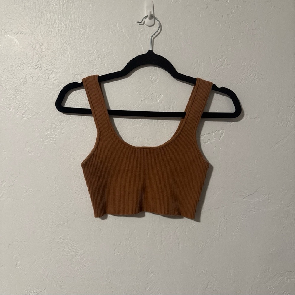 Forever 21 Brown Ribbed Crop Top size Small